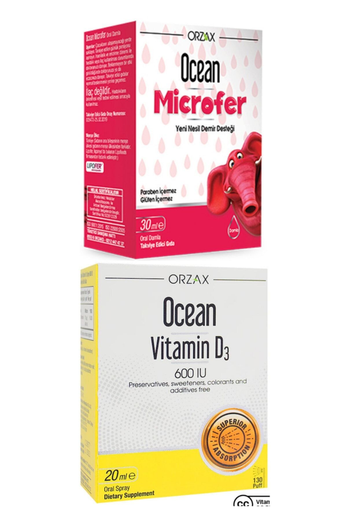 Ocean Microfer Damla 30 ml + Ocean Vitamin D3 600 IU Oral Sprey 20 ml