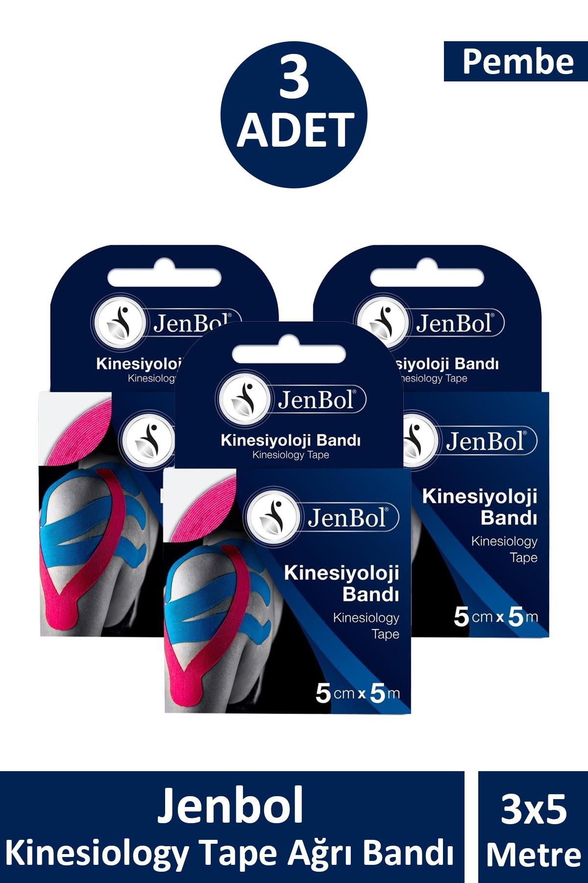 Jenbol Kinesiology Tape Ağrı Bandı 5 cm x 5 m - Pembe 3 Adet