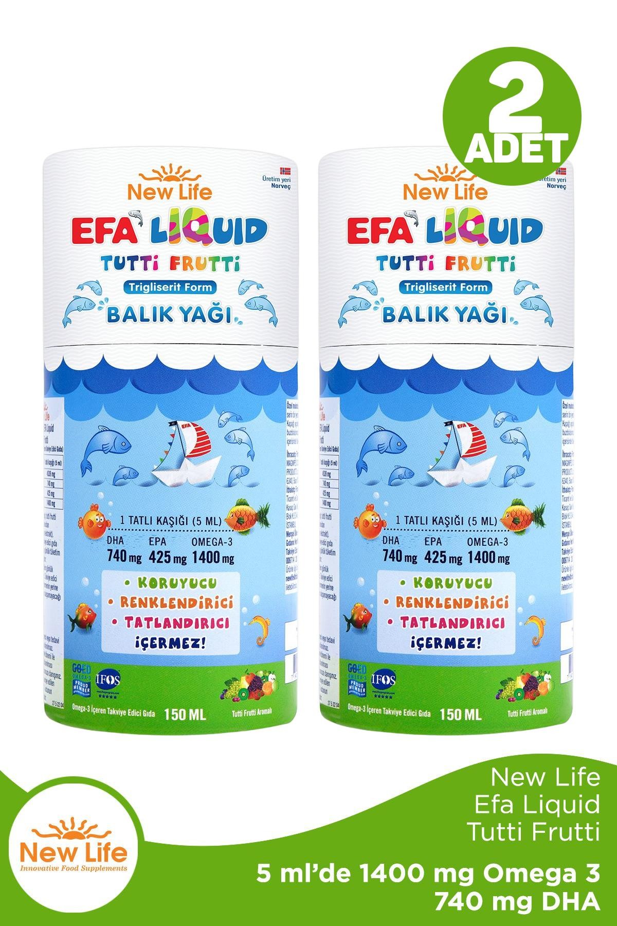 New Life EFA Liquid Tutti Frutti Balık Yağı Şurubu 150 ml 2 Adet