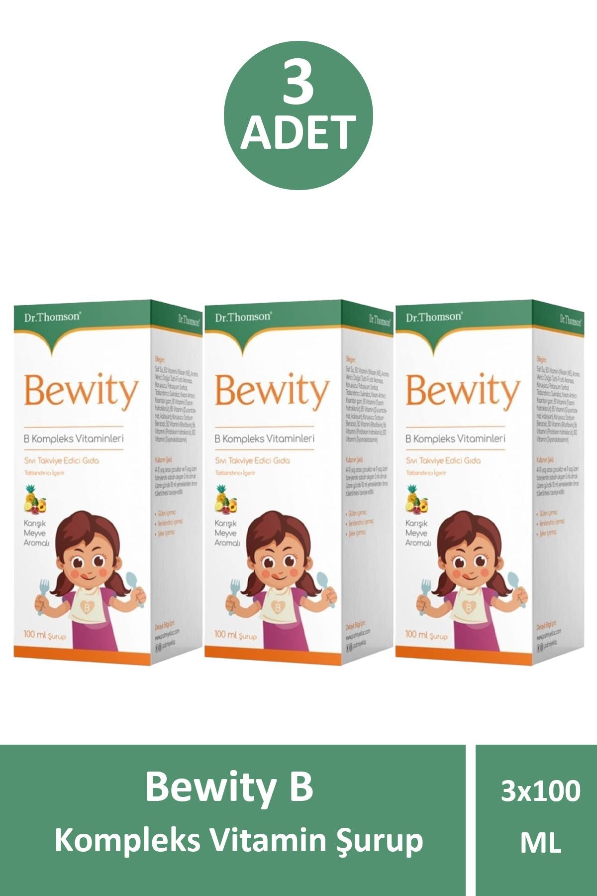 Bewity B Kompleks Vitamin Şurup 100 ml 3 Adet