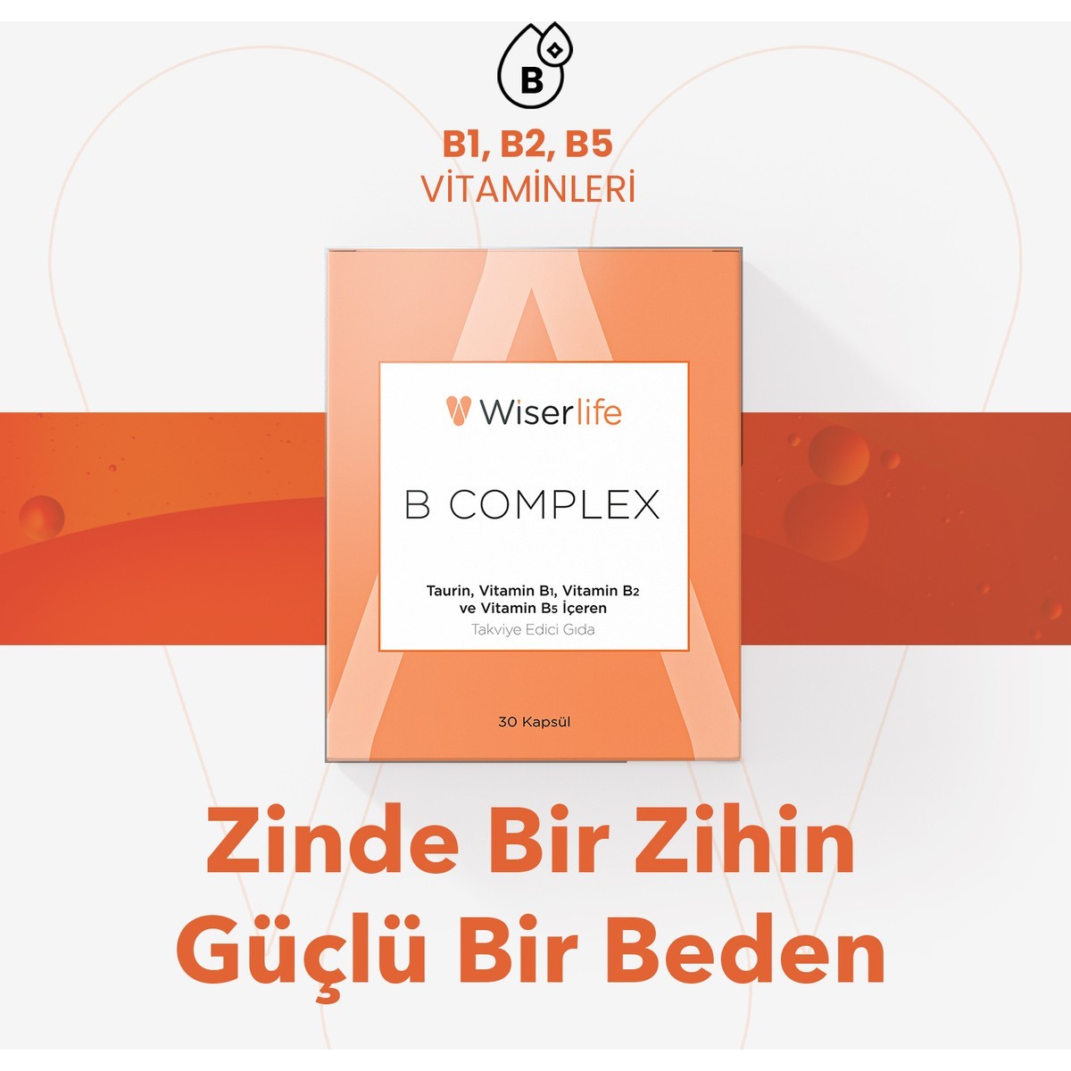 Wiserlife B Complex Taurin Takviye Edici Gıda 30 Kapsül