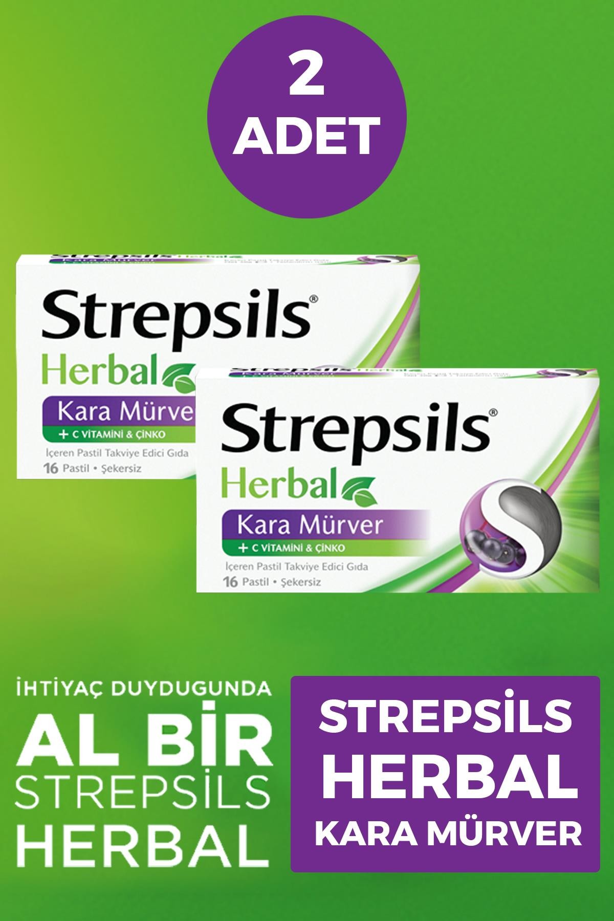 Strepsils Herbal Kara Mürver Aromalı 16 Pastil 2 Adet