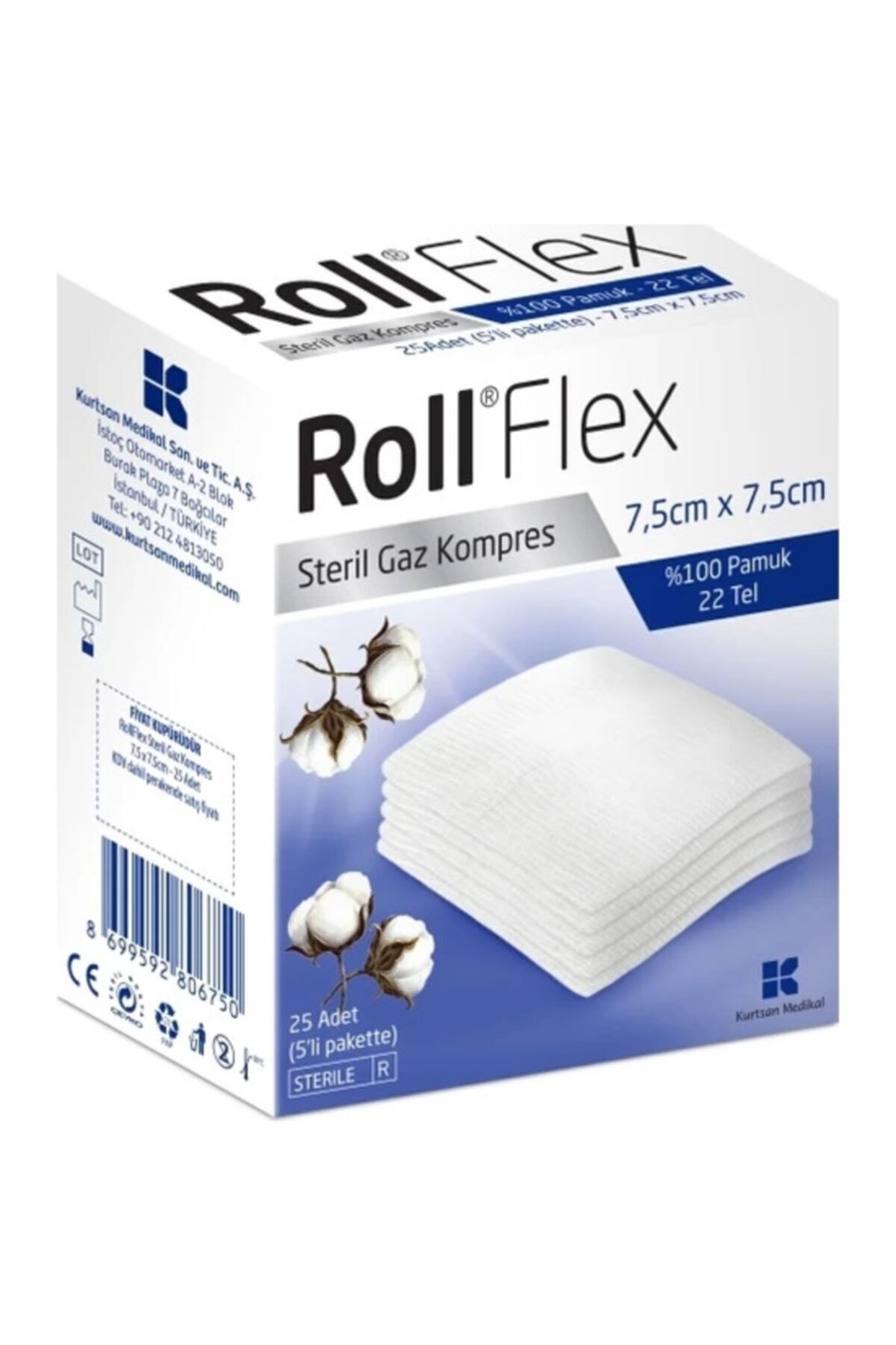 Roll Flex Steril Gaz Kompres 25'lik - 5x5'li Paket