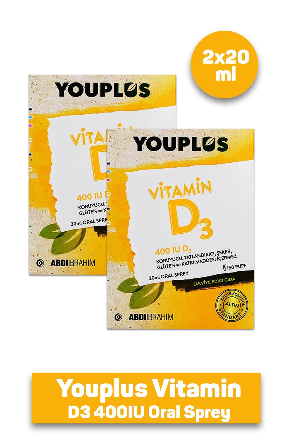 Youplus Vitamin D3 400IU Oral Sprey 20 ml 2 Adet