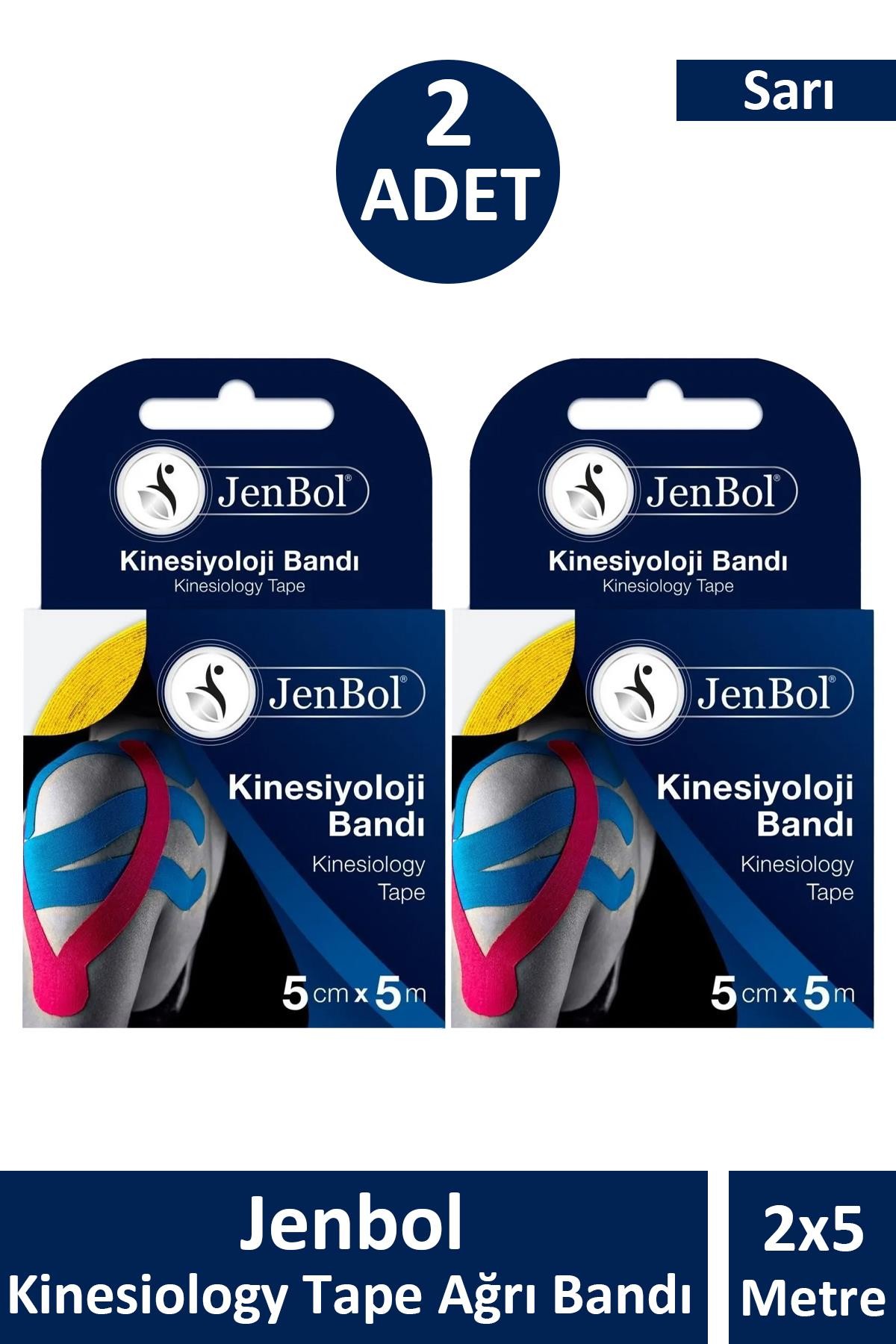Jenbol Kinesiology Tape Ağrı Bandı 5 cm x 5 m - Sarı 2 Adet