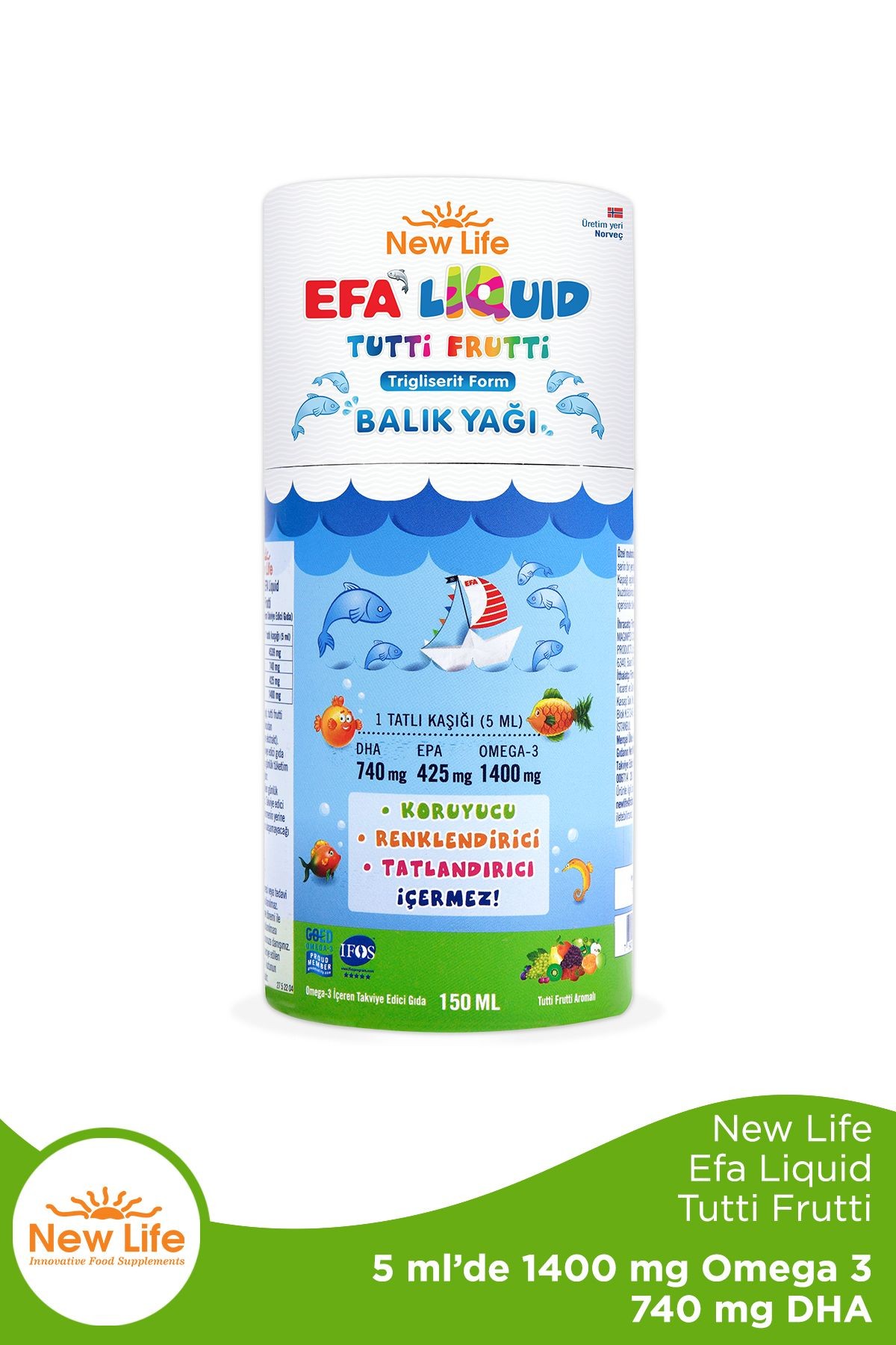 New Life EFA Liquid Tutti Frutti Balık Yağı Şurubu 150 ml