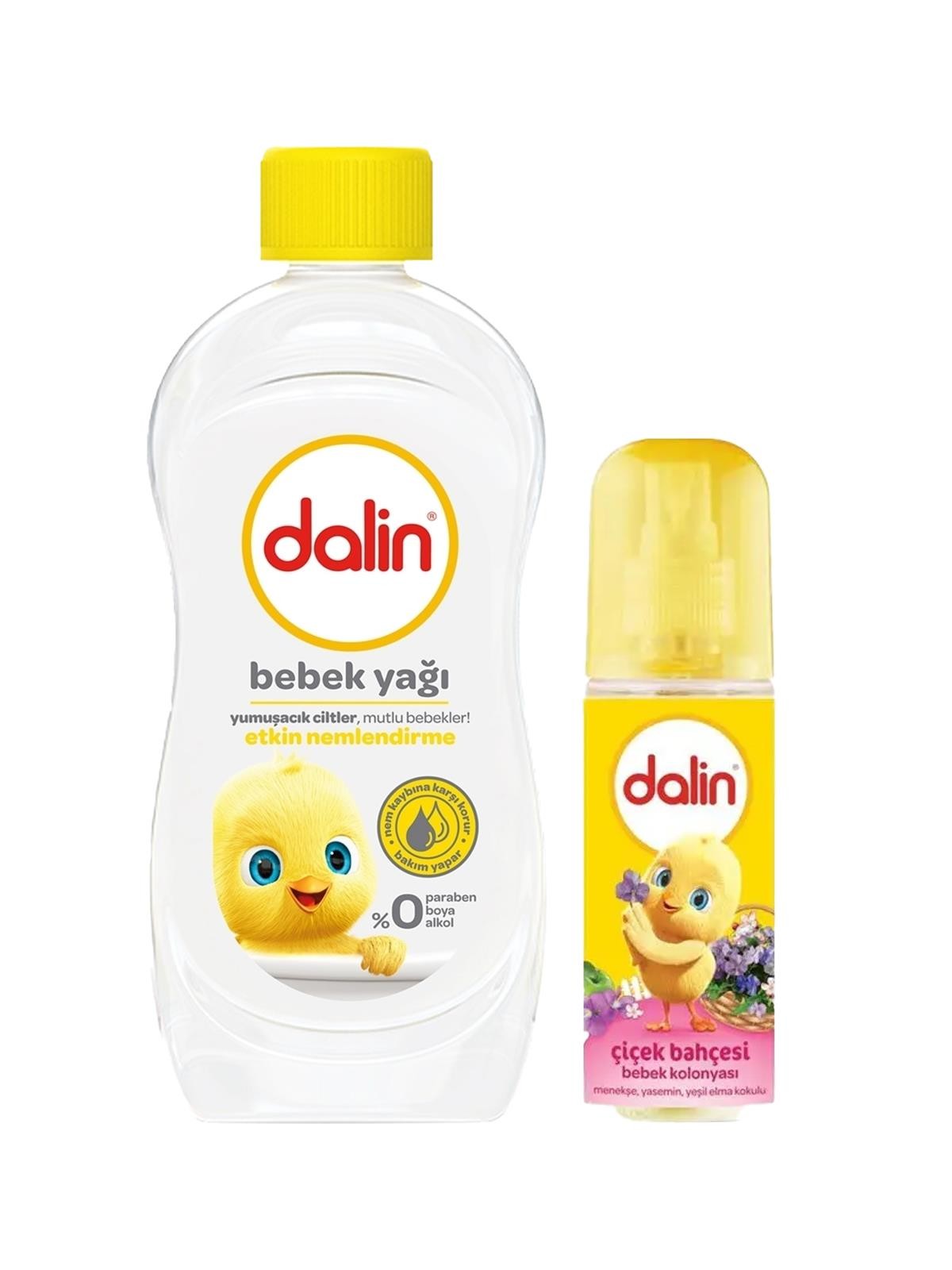 Dalin Bebe Yağı 500 ml + Dalin Bebek Kolonyası Sprey Çiçek Bahçesi 100 ml