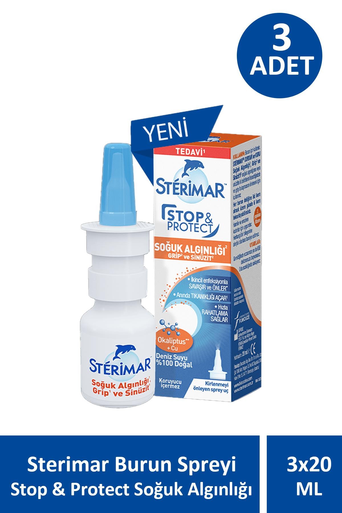 Sterimar Burun Spreyi Stop & Protect Soğuk Algınlığı 20 ml 3 Adet