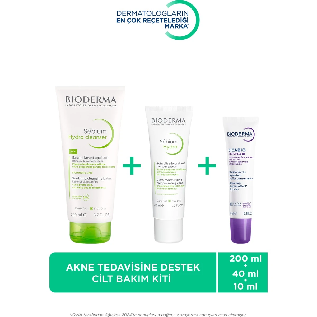 Bioderma Sebium İzokit Set - Sebium Hydra Cleanser 200 ml + Sebium Hydra 40 ml + Cicabio Lip Repair 10 ml