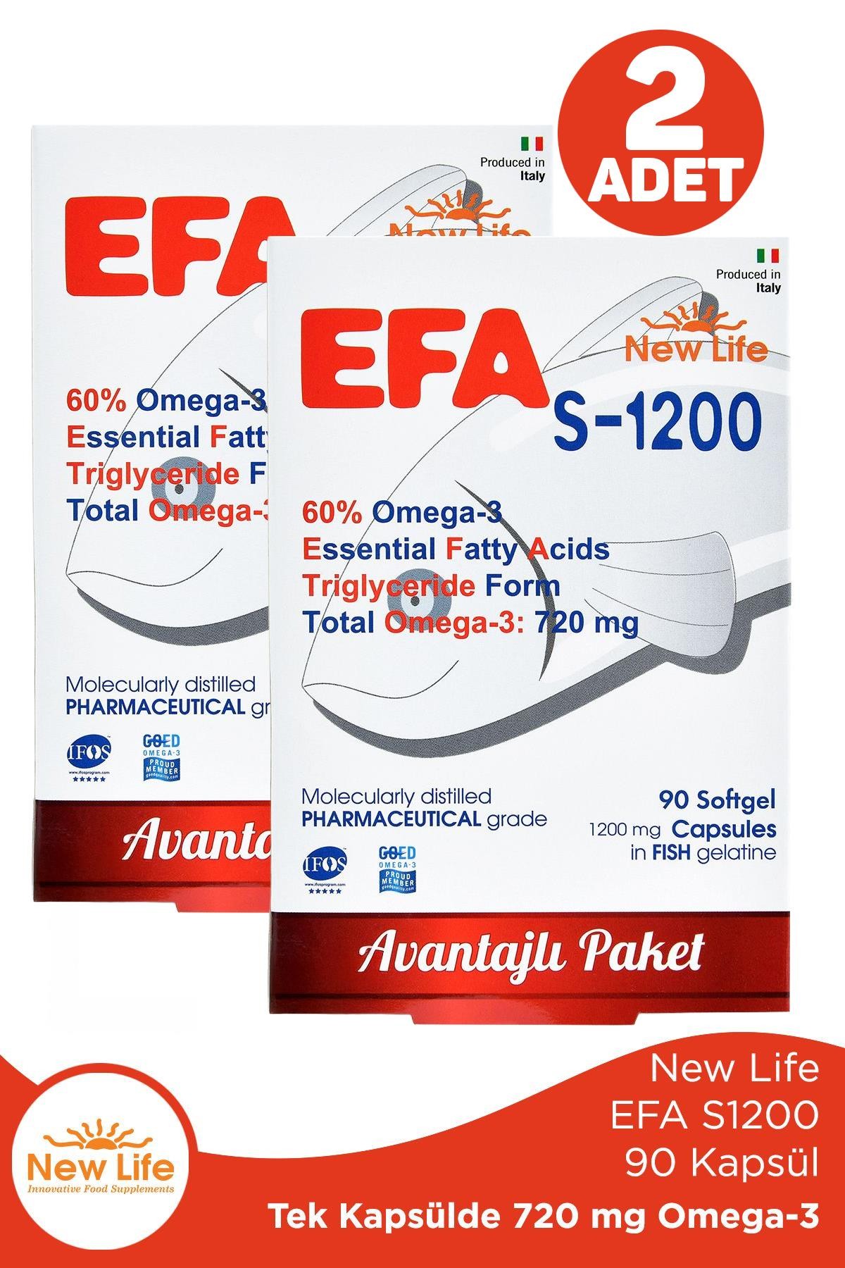 New Life EFA S-1200 mg 90 Kapsül 2 Adet