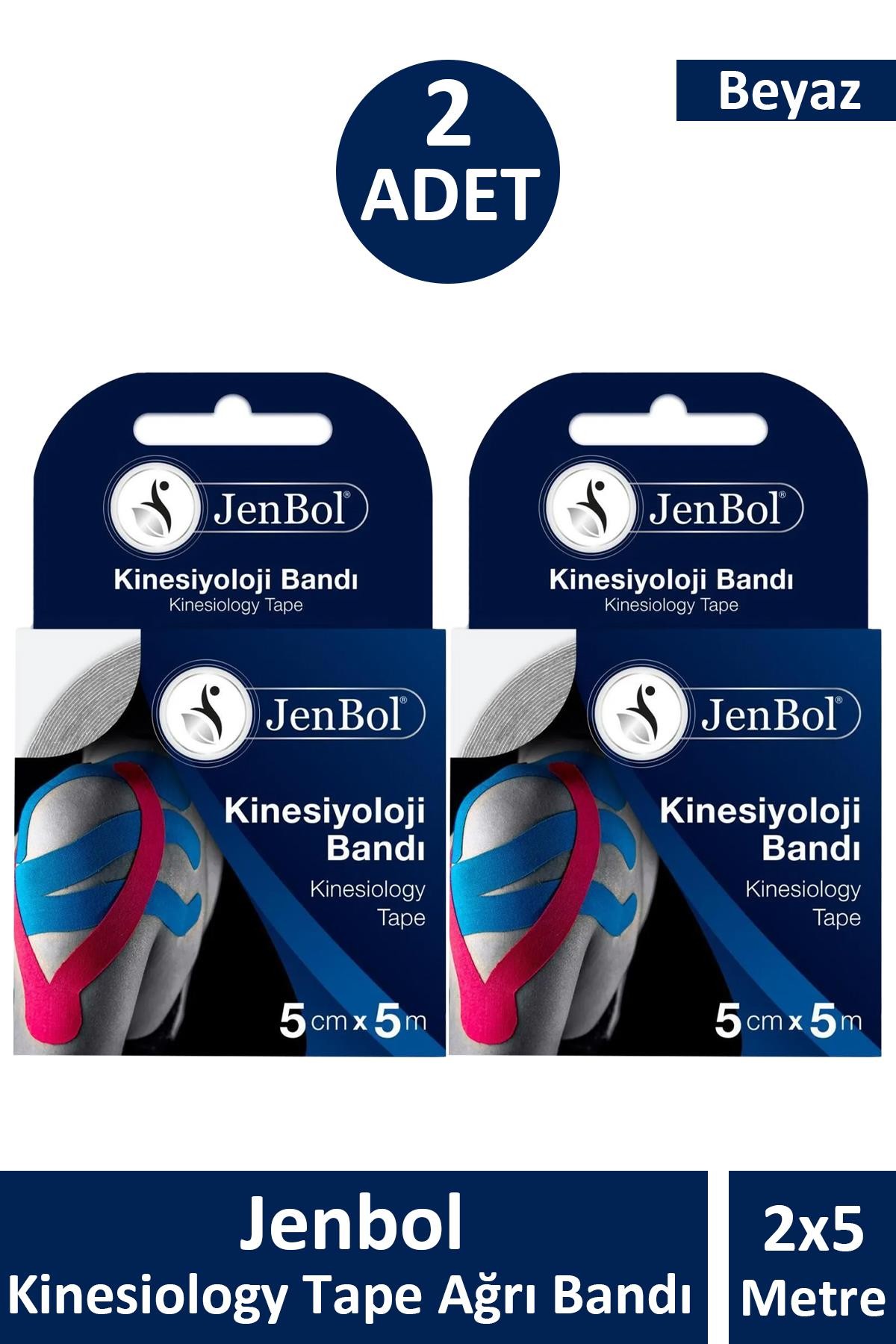 Jenbol Kinesiology Tape Ağrı Bandı 5 cm x 5 m - Beyaz 2 Adet