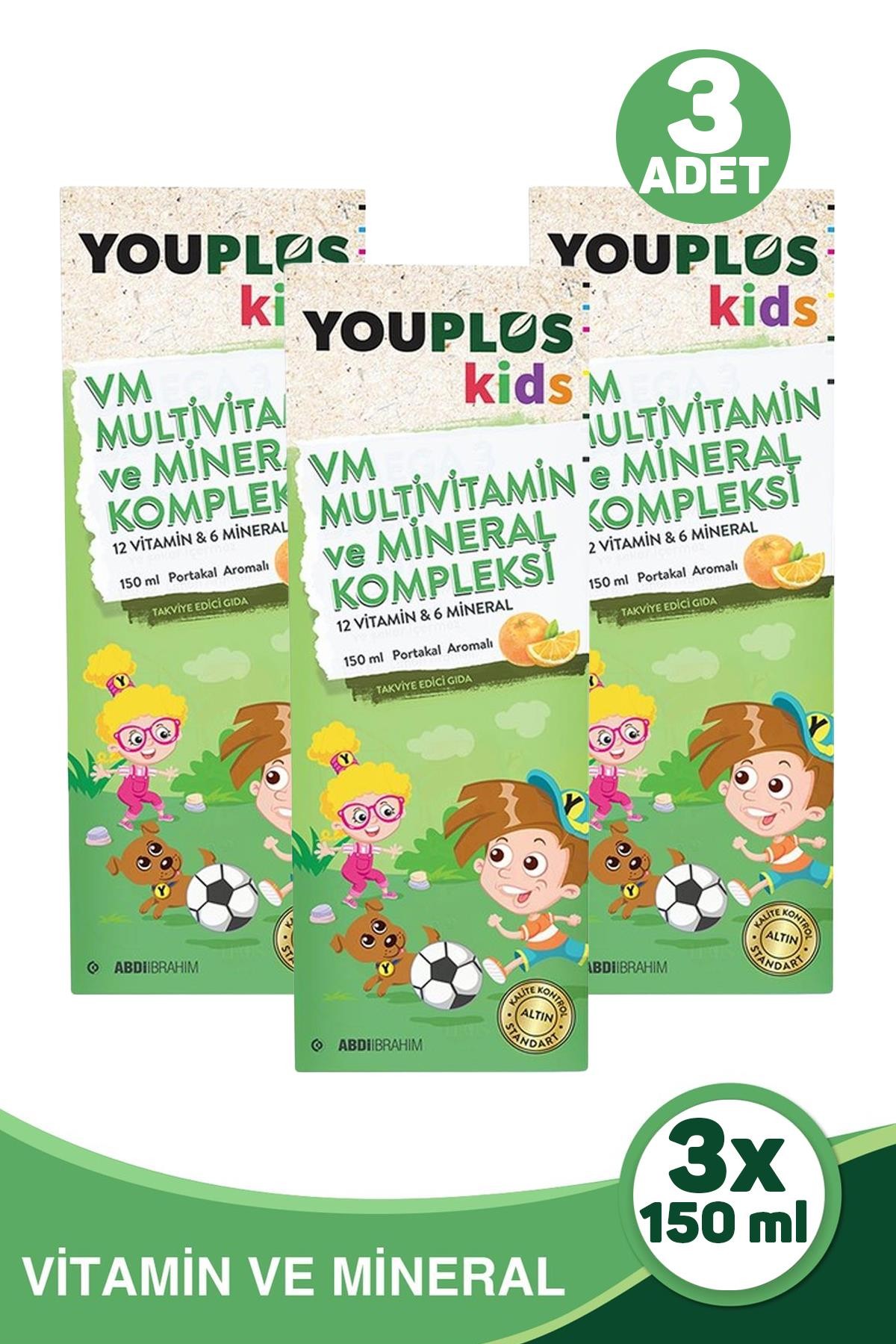 Youplus Kids VM Multivitamin ve Mineral Kompleksi 150 ml 3 Adet