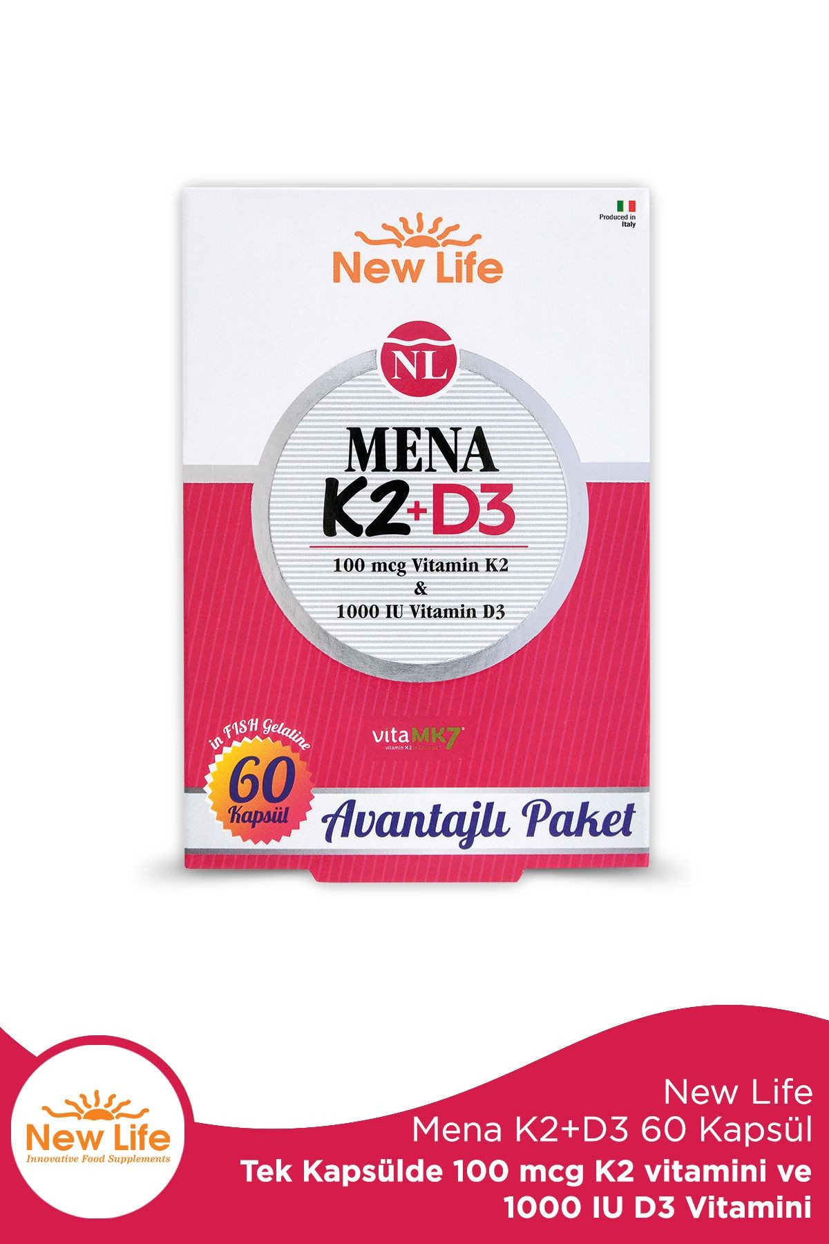 New Life Mena K2+D3 60 Kapsül