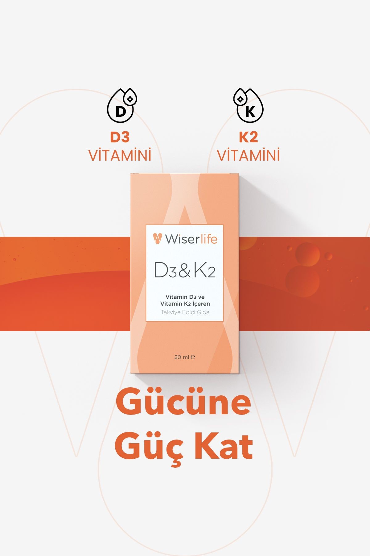 Wiserlife D3&K2 Vitamin D3 ve Vitamin K2 İçeren Takviye Edici Gıda 20 ml