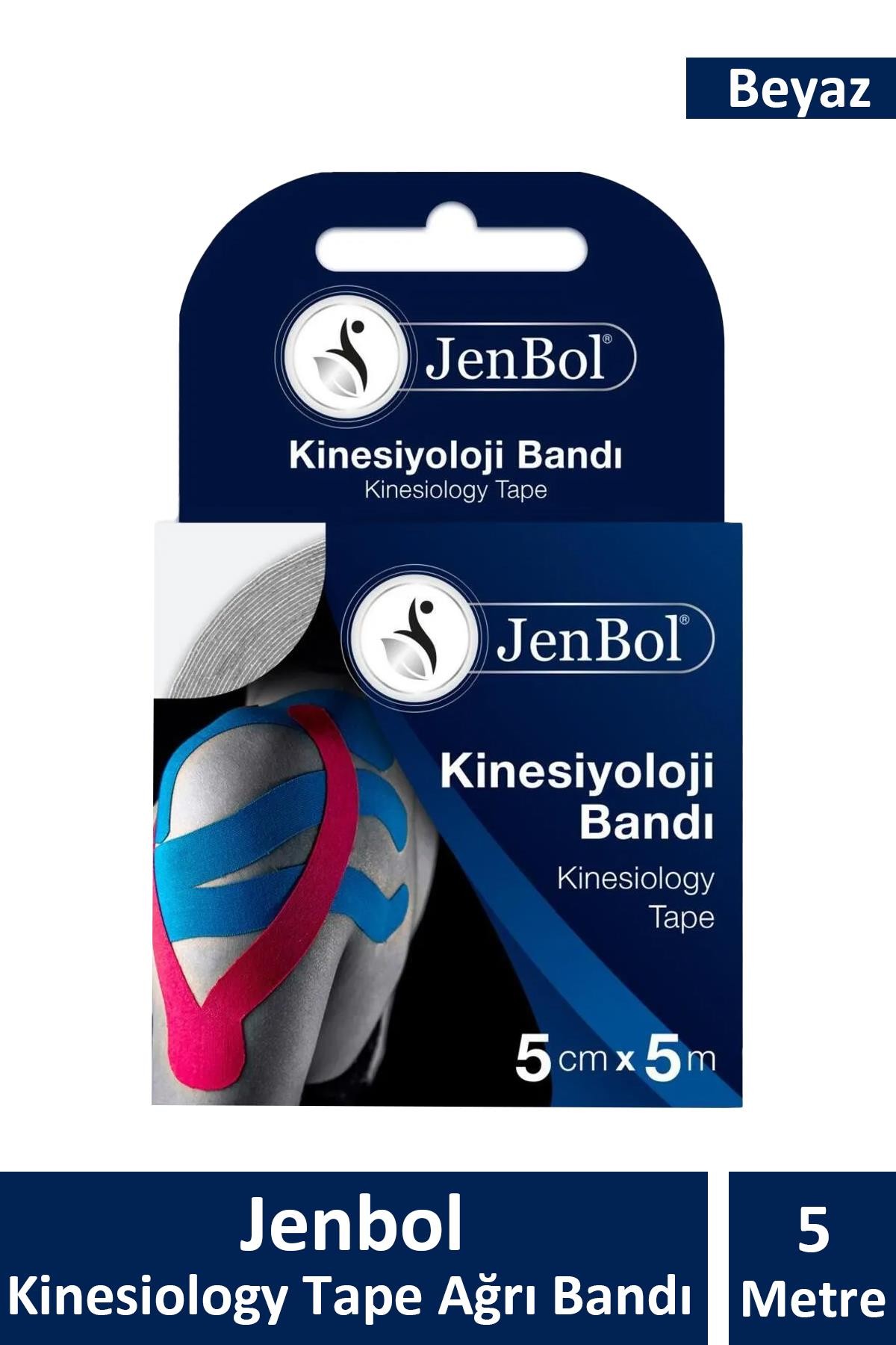 Jenbol Kinesiology Tape Ağrı Bandı 5 cm x 5 m - Beyaz