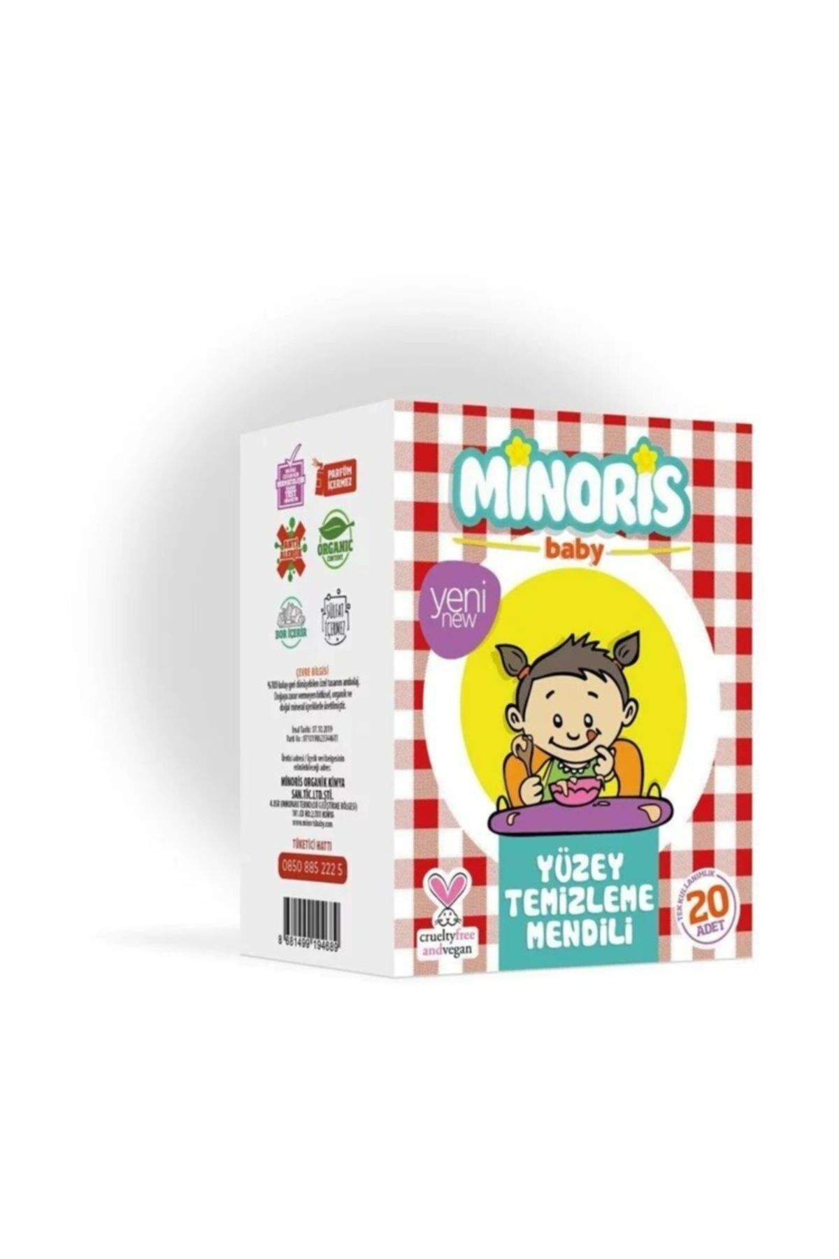 Minoris Baby Organik Yüzey Temizleme Mendili Tek Paketli 20 Yaprak