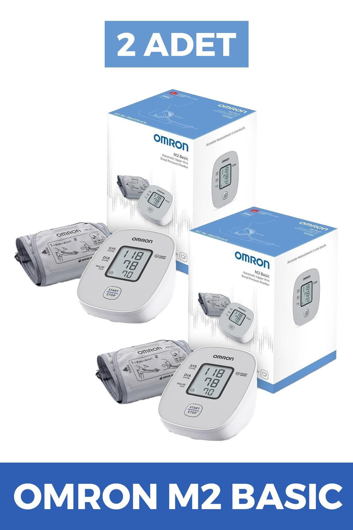 Omron M2 Basic HEM-7121J-E Tansiyon Aleti 2 Adet