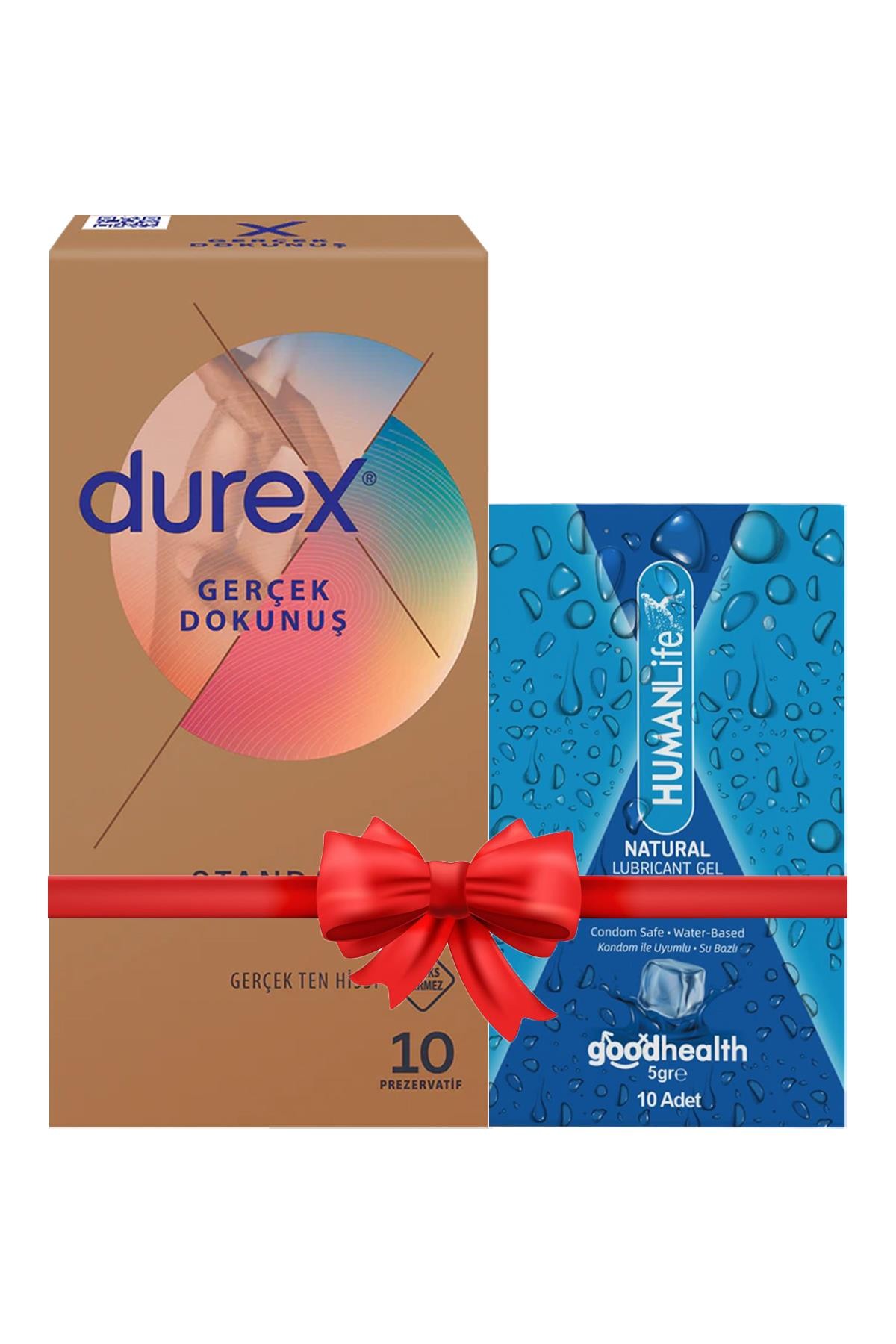 Durex Gerçek Dokunuş Ultra Kaygan Prezervatif 10'lu + HumanLife 5 gr X 10 Doğal Jel Lubricant