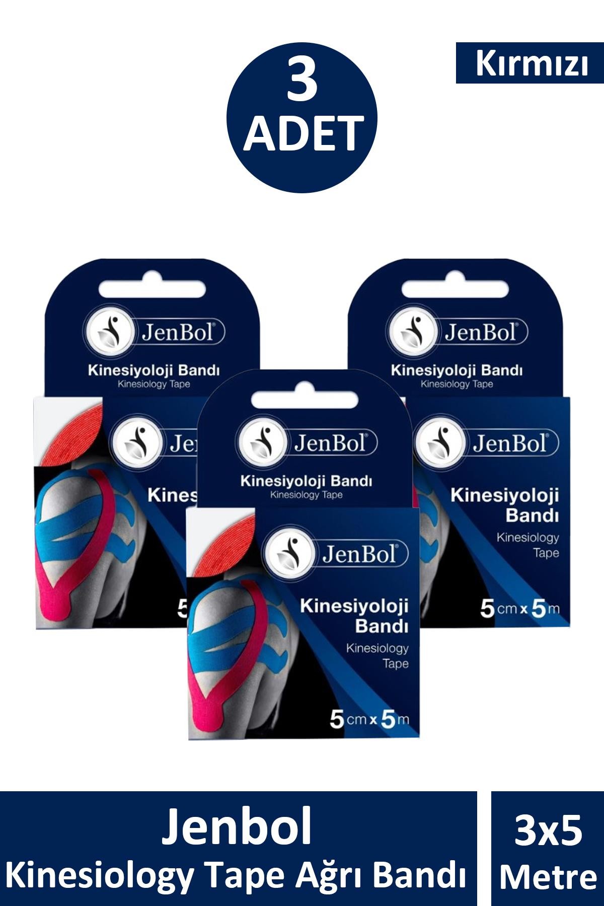 Jenbol Kinesiology Tape Ağrı Bandı 5 cm x 5 m - Kırmızı 3 Adet