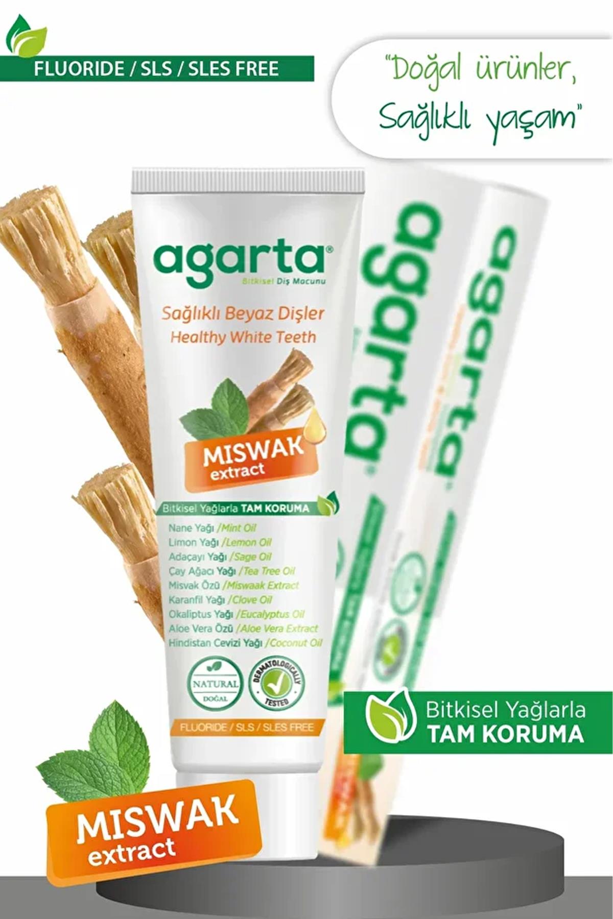 Agarta Bitkisel Diş Macunu Misvak Özlü Tüp 100 ml