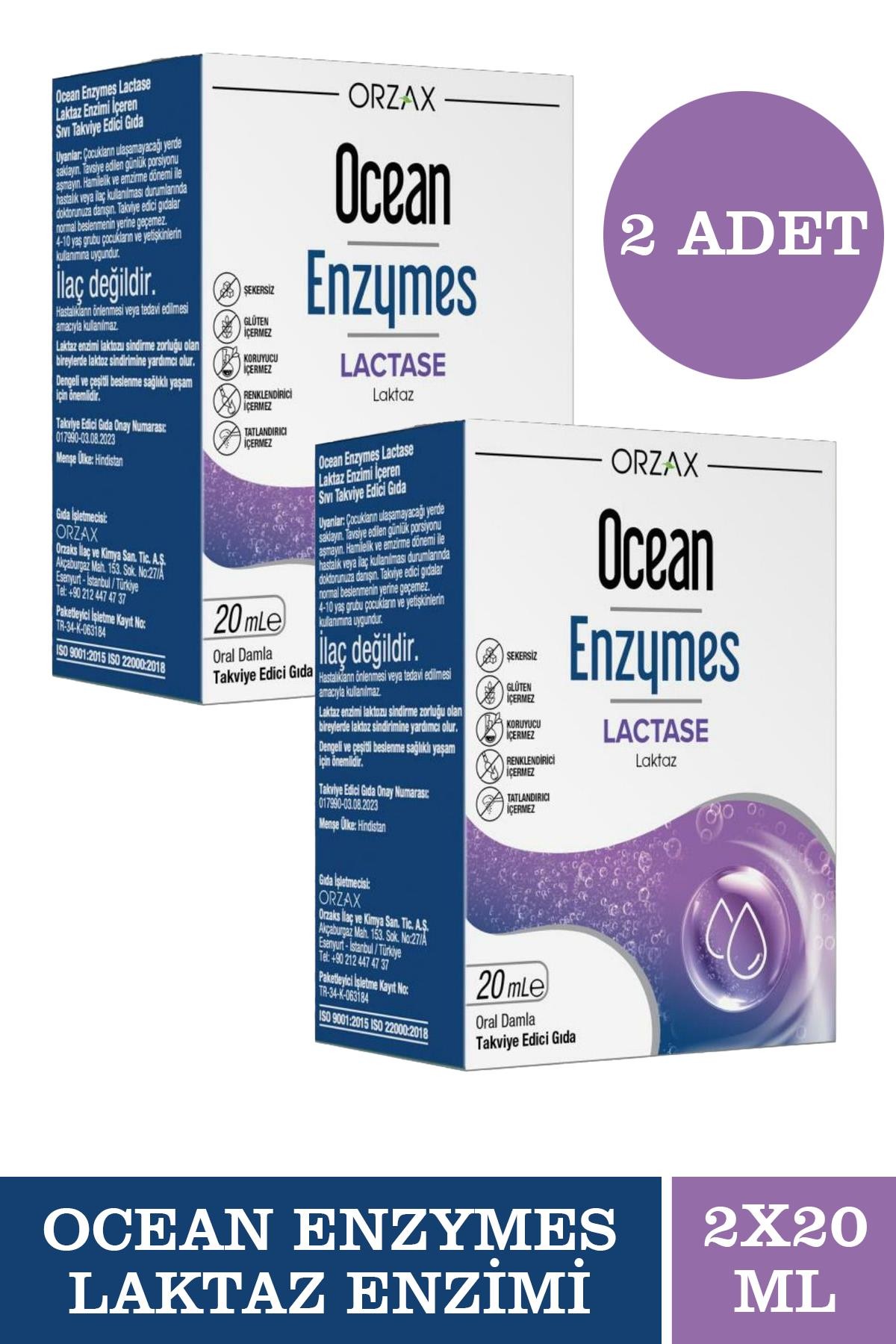 Ocean Enzymes Lactase Damla 20 ml 2 Adet