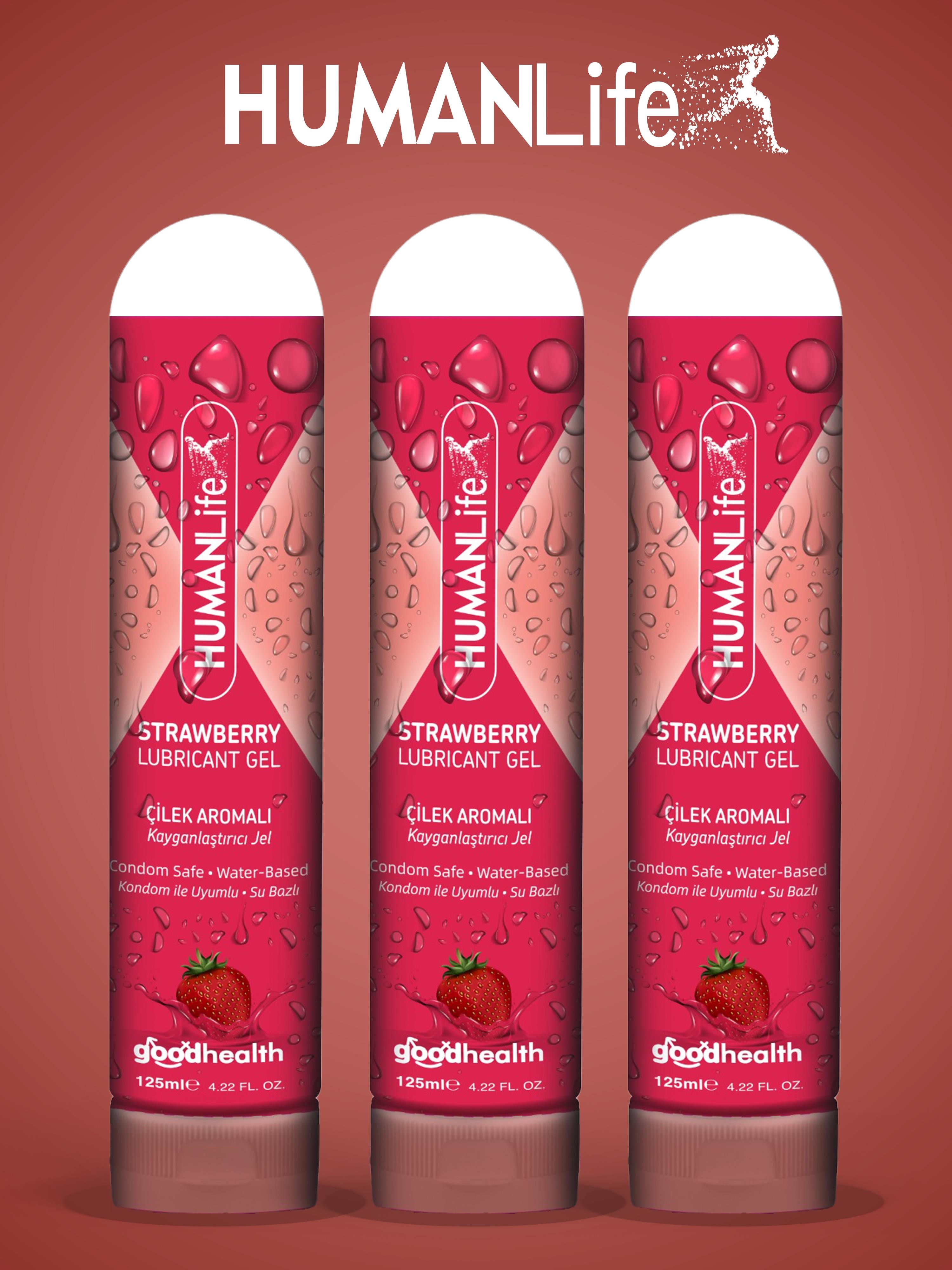 HumanLife 125 ml Çilek Aromalı Kayganlaştırıcı Jel Ekonomik Paket