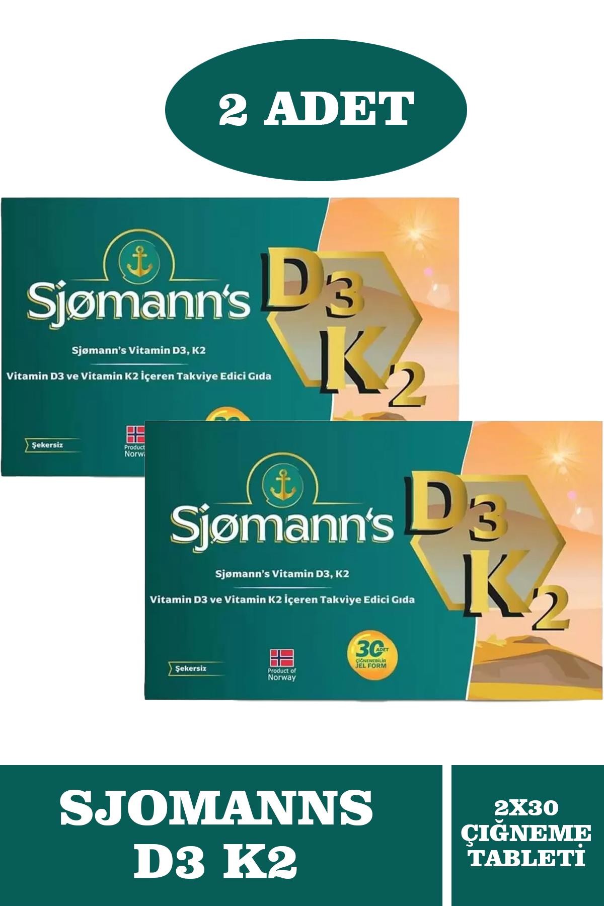 Sjomann's D3k2 Çiğnenebilir Jel 30 Tablet 2 Adet