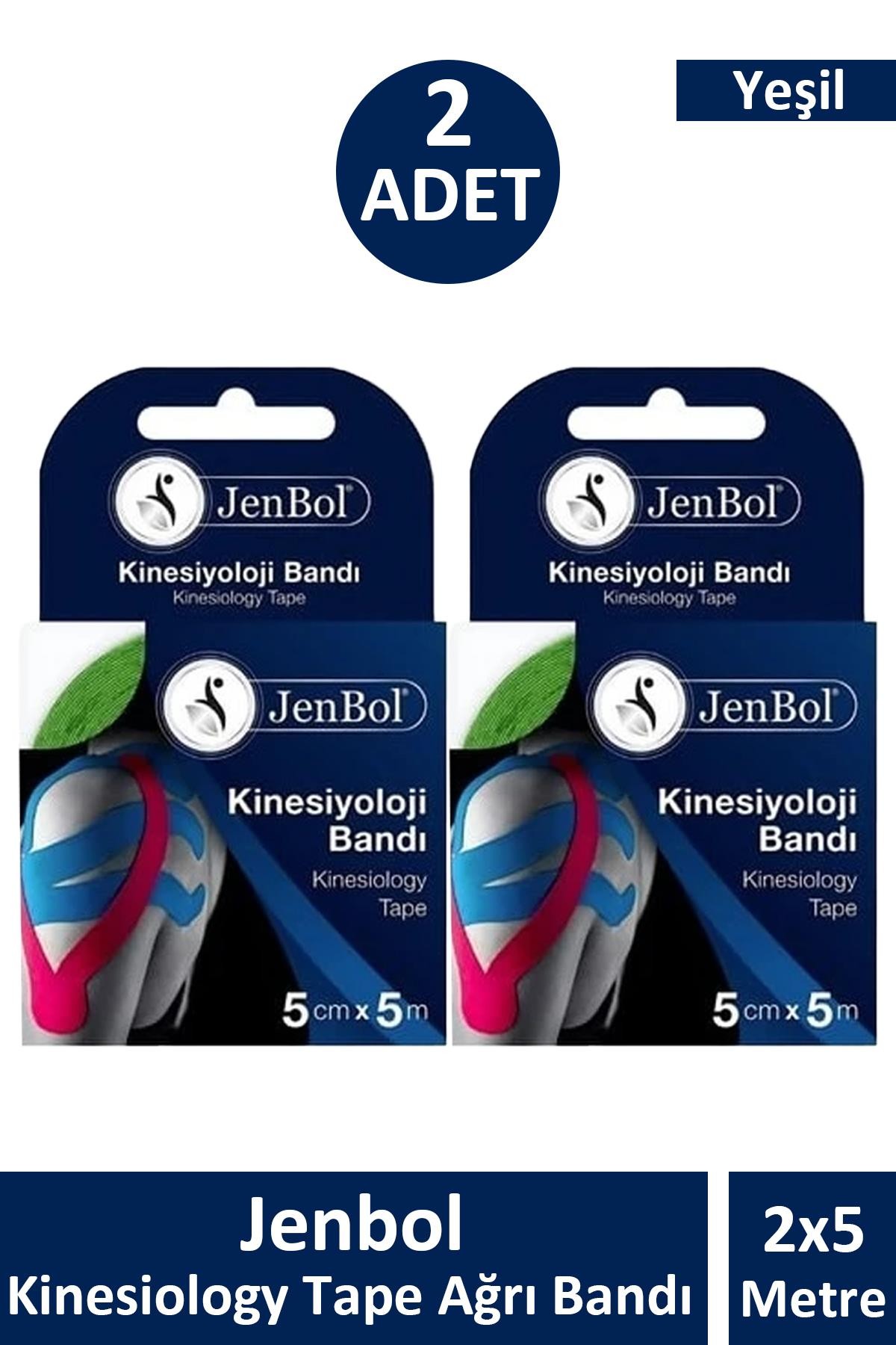Jenbol Kinesiology Tape Ağrı Bandı 5 cm x 5 m - Yeşil 2 Adet