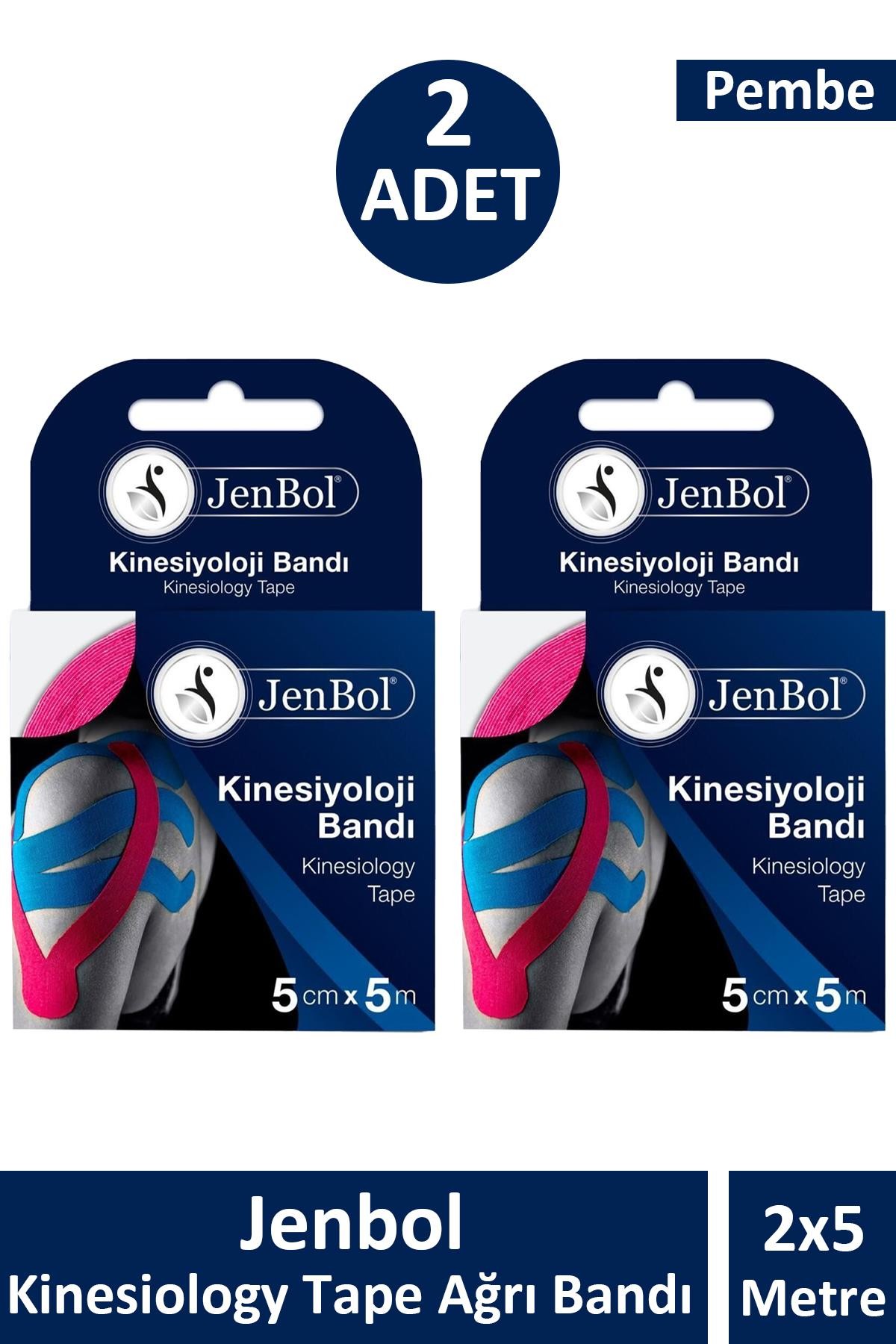 Jenbol Kinesiology Tape Ağrı Bandı 5 cm x 5 m - Pembe 2 Adet