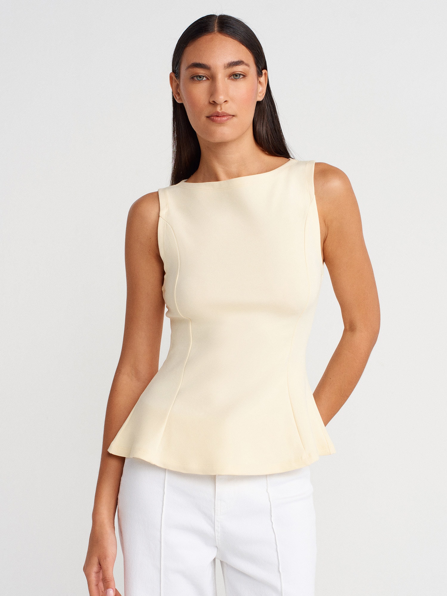 Kayık Yaka Peplum Top