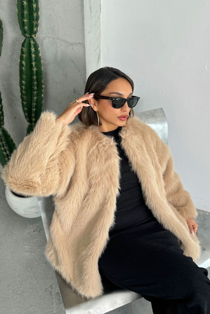 Suni Kürk Ceket - Vizon