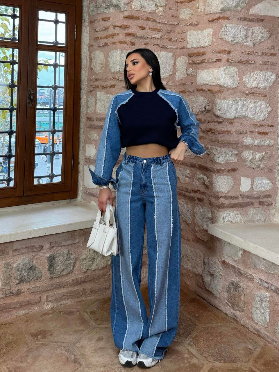 Patch Denim Sweat Garnili Takım 