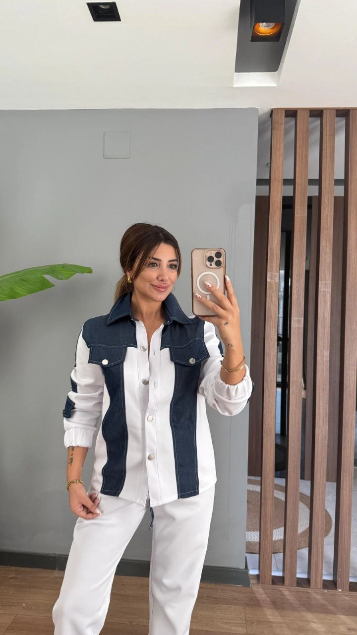Tensel Denim Garnili Scuba Ceket Takım 