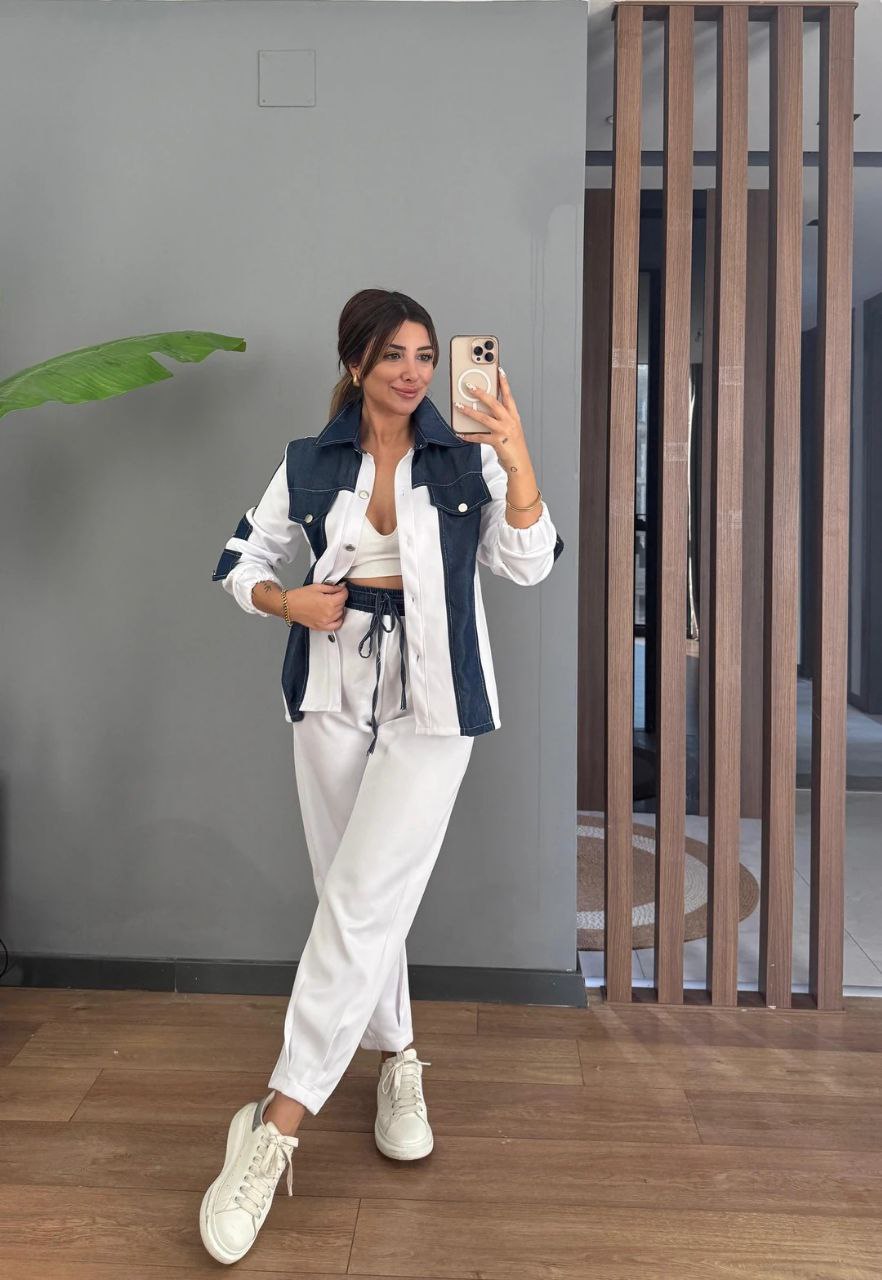 Tensel Denim Garnili Scuba Ceket Takım 