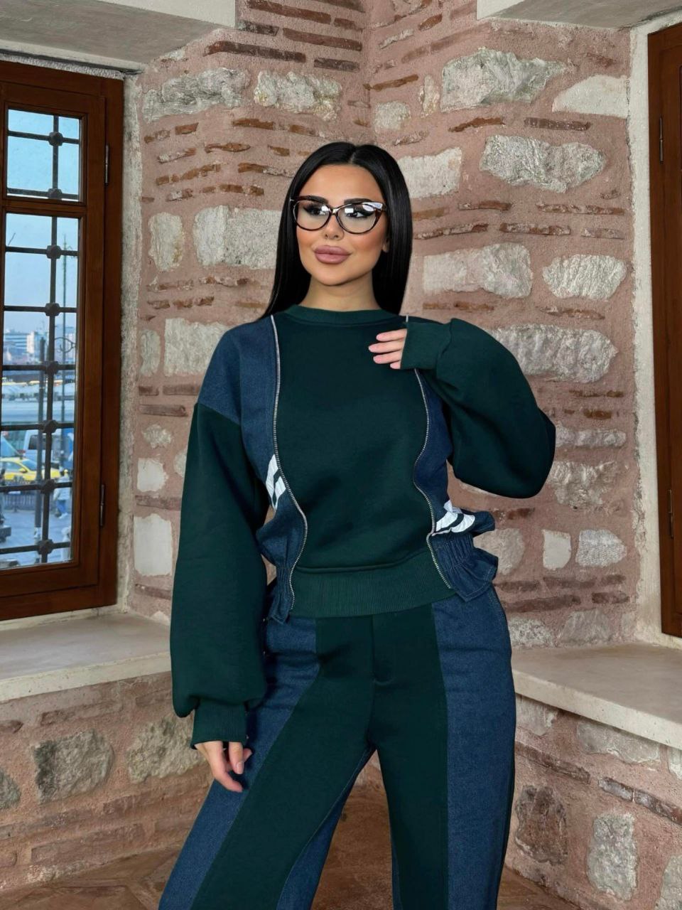 3 İplik Şardonlu Çapraz Biyeli Fermuar Detay Takım 