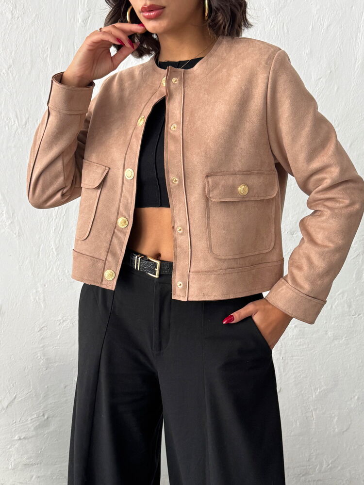 SUET CEPLİ CEKET - VİZON