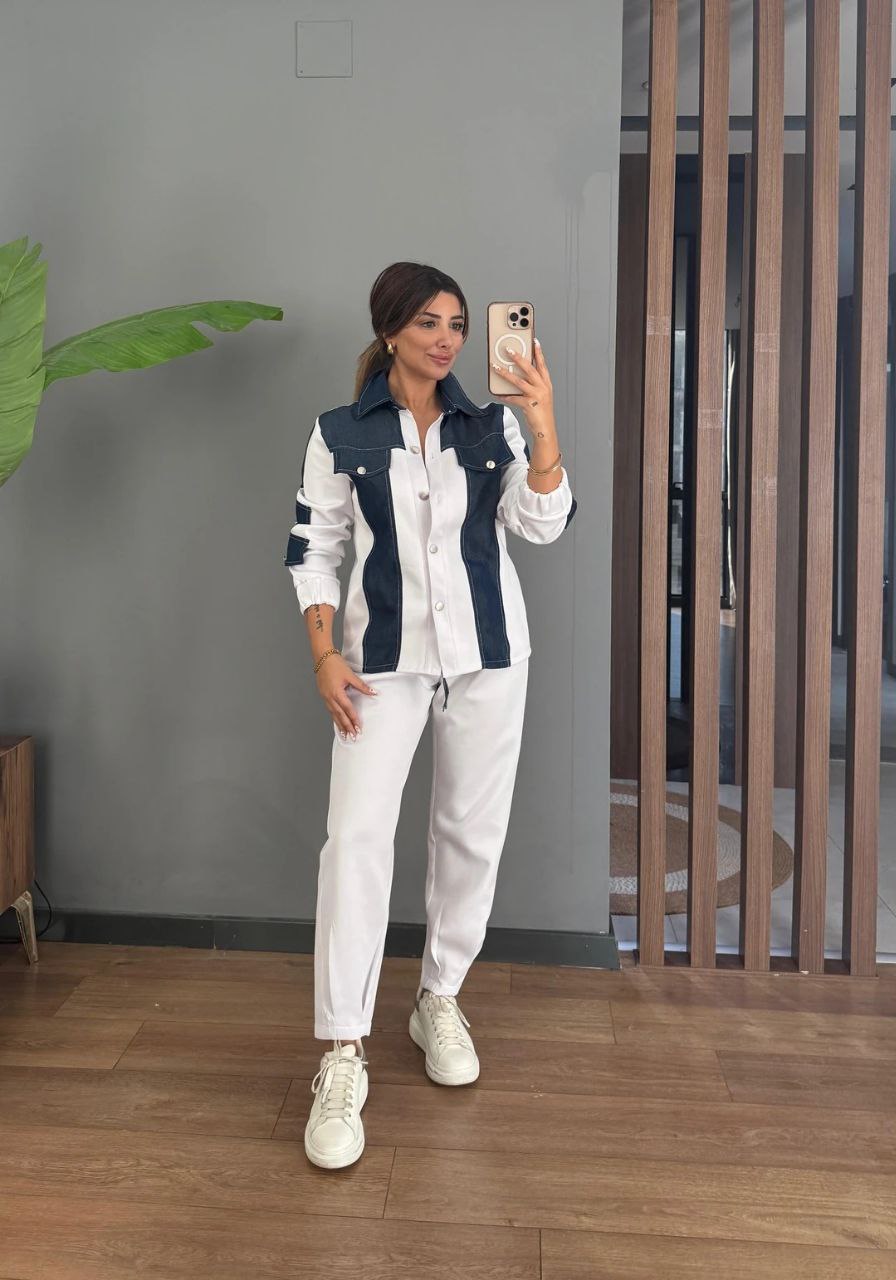 Tensel Denim Garnili Scuba Ceket Takım 