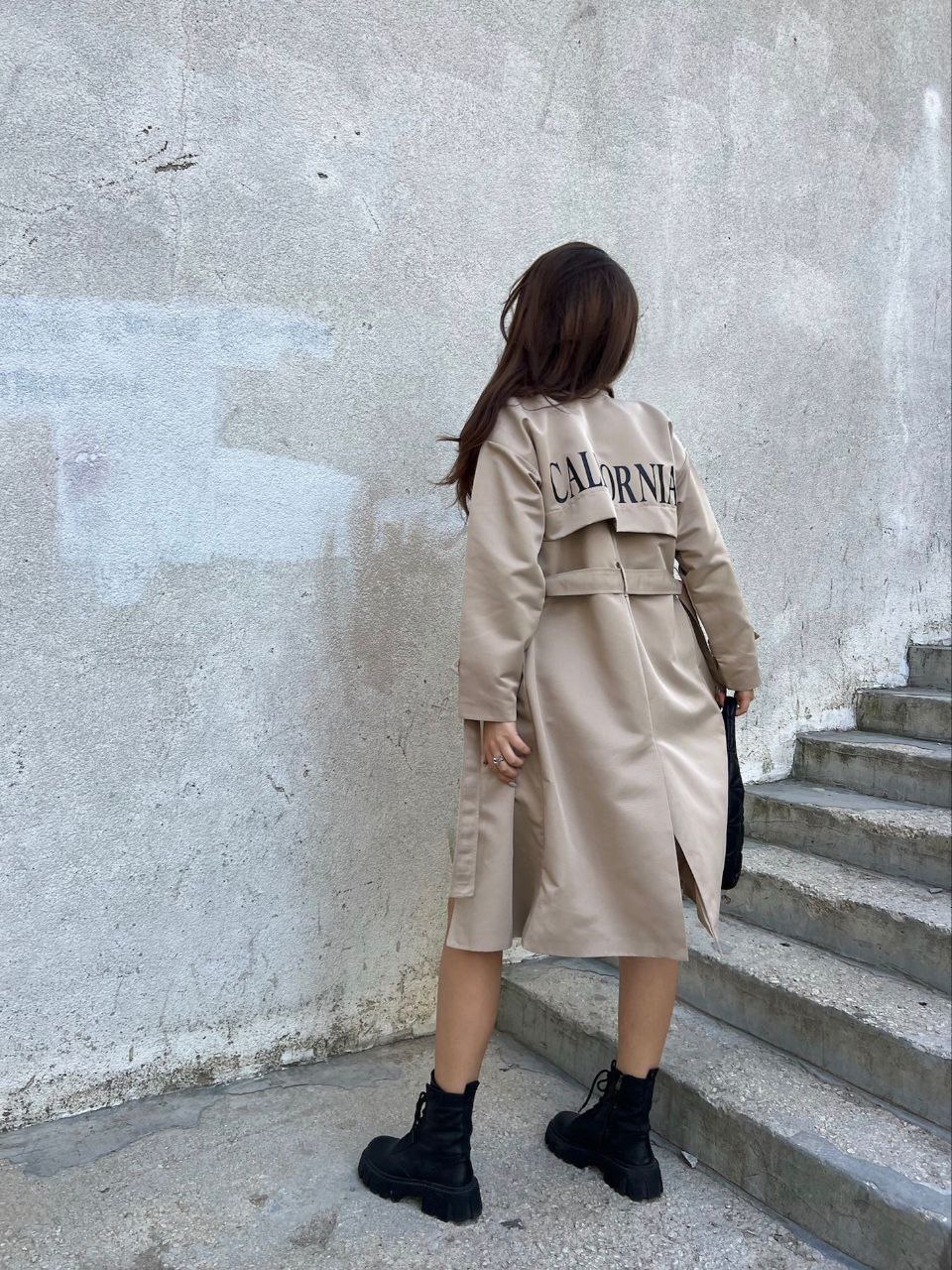California Baskılı Trençkot