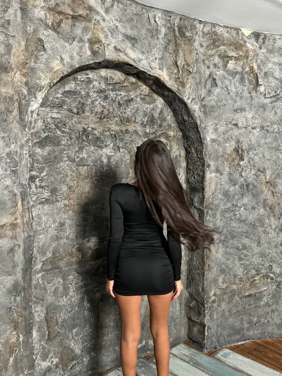 Yanları Büzgülü Mini Elbise