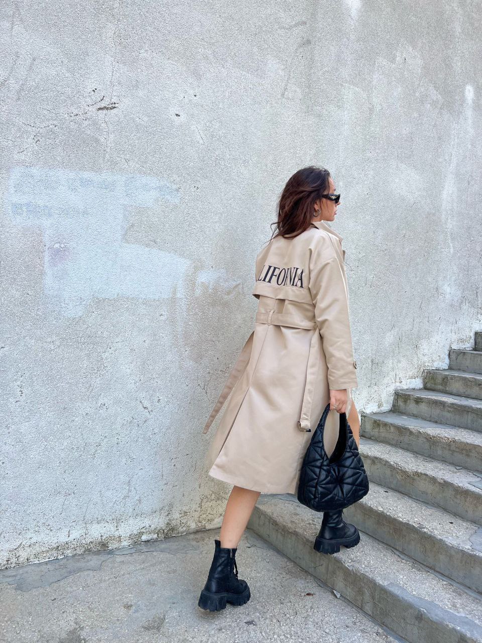 California Baskılı Trençkot