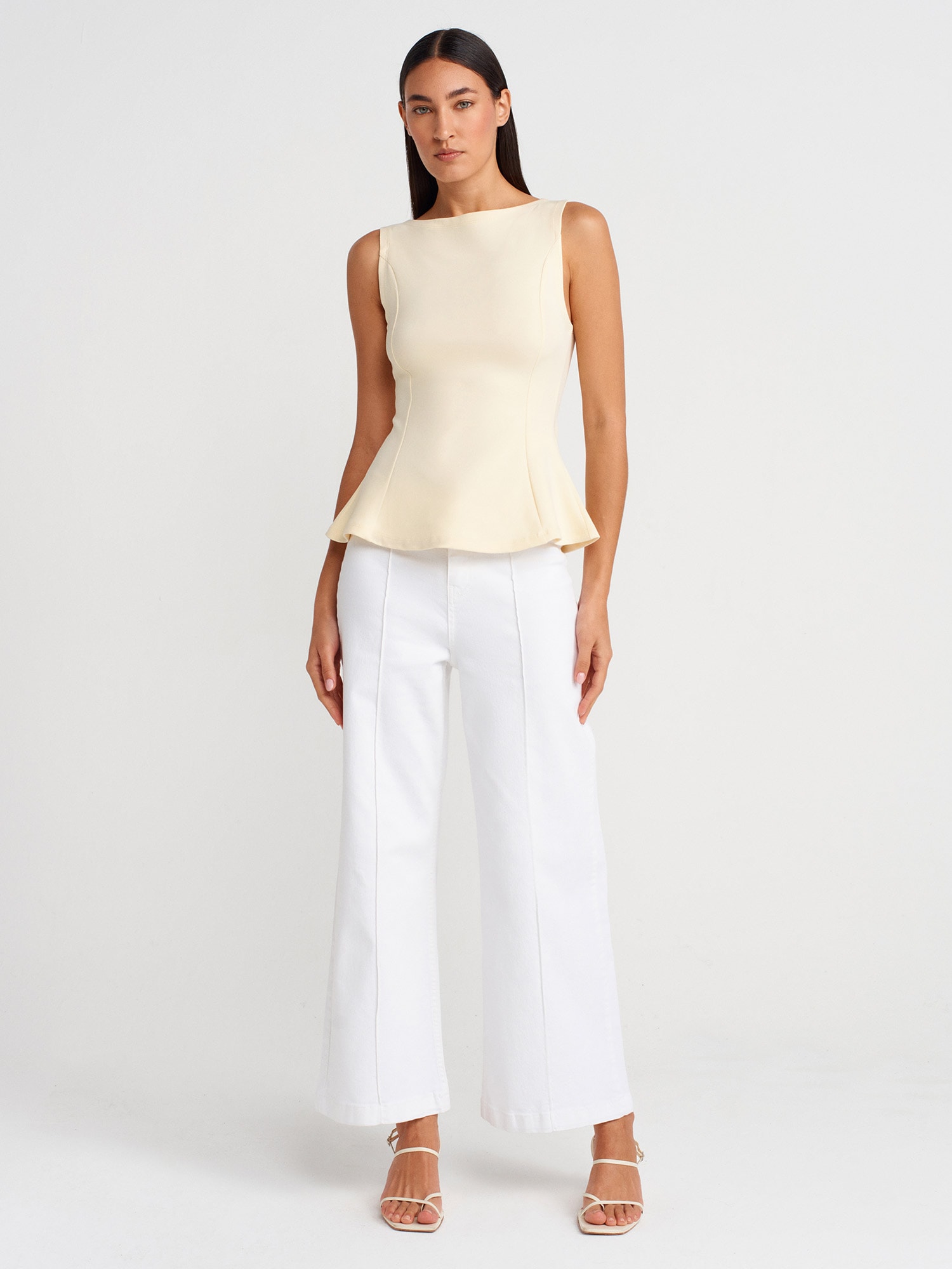 Kayık Yaka Peplum Top