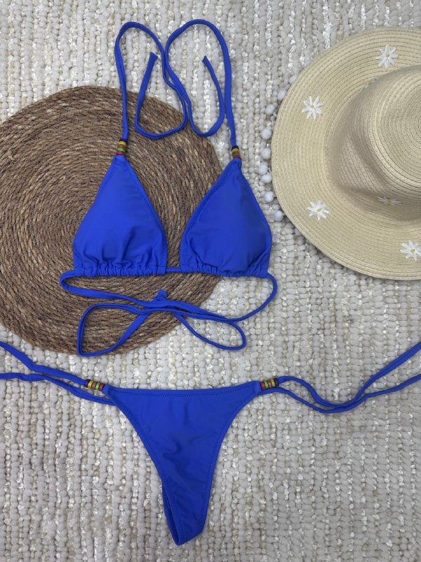 Boncuk aksesuarlı bikini set
