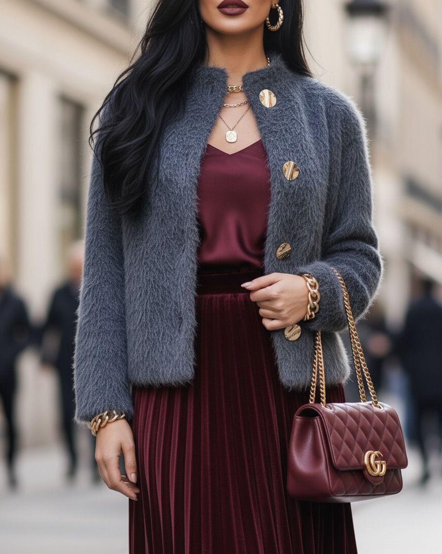 Kırçırlı Kaşe Kaban - Gri