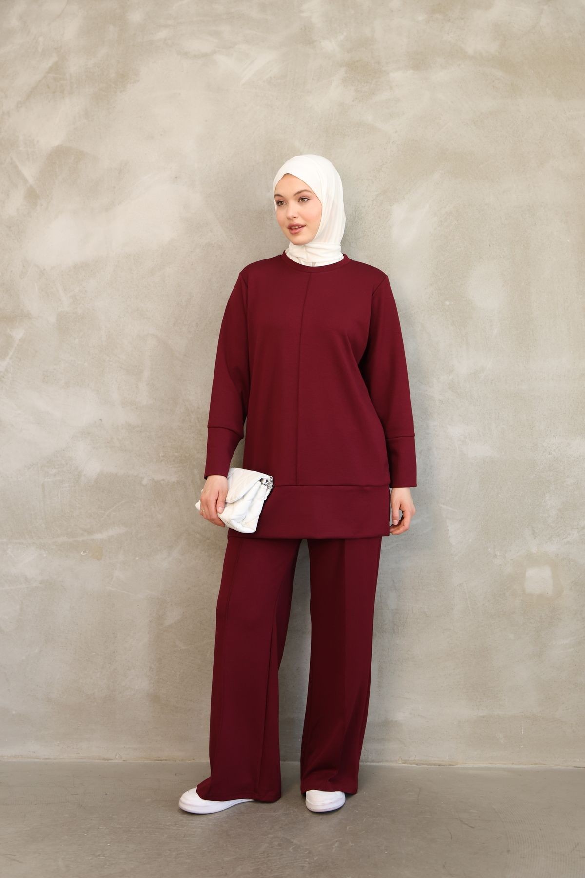 Çimalı Kadın Tesettür İkili Takım – Viskon Karışımlı Tunik & Geniş Paça Pantolon