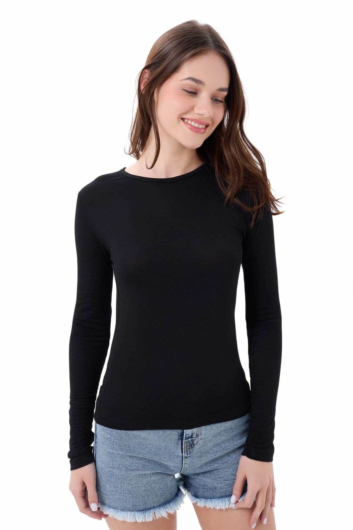 Bisiklet Yaka Basic Uzun Kollu Body