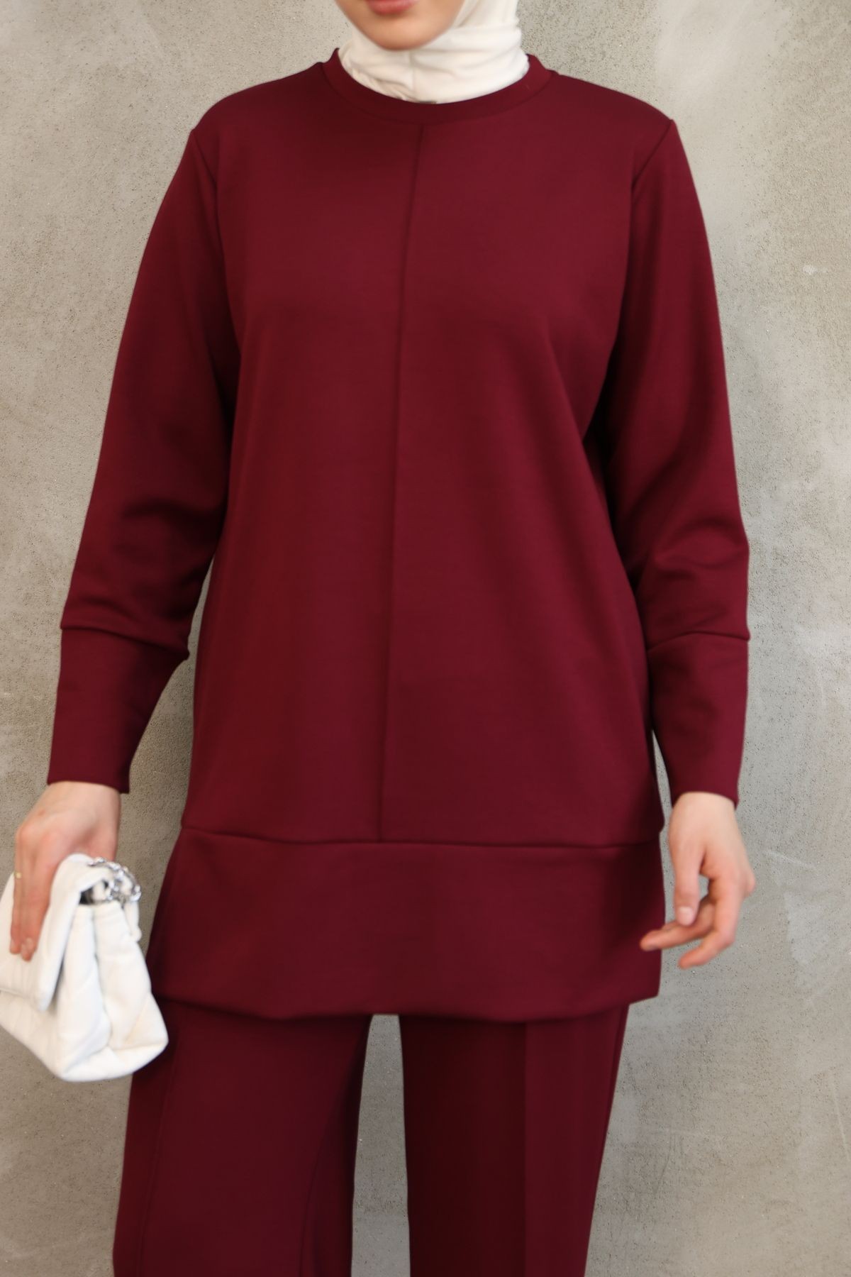 Çimalı Kadın Tesettür İkili Takım – Viskon Karışımlı Tunik & Geniş Paça Pantolon