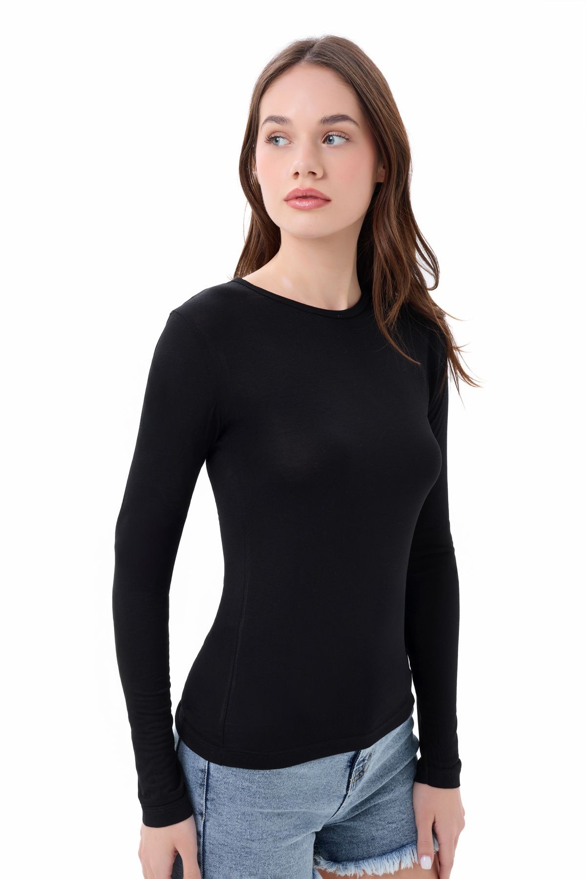 Bisiklet Yaka Basic Uzun Kollu Body