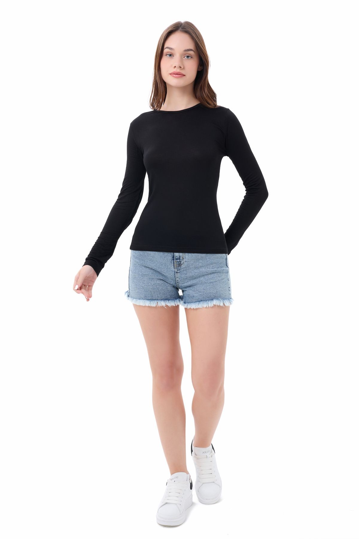 Bisiklet Yaka Basic Uzun Kollu Body