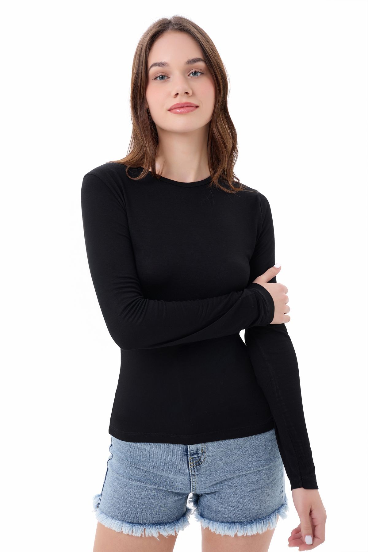 Bisiklet Yaka Basic Uzun Kollu Body