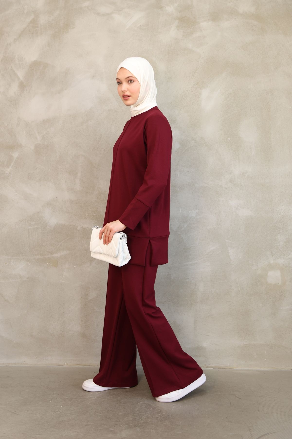 Çimalı Kadın Tesettür İkili Takım – Viskon Karışımlı Tunik & Geniş Paça Pantolon